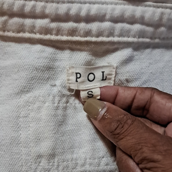 POL Button Down Raw Hem Distressed Shacket Shirt Jacket Size S - Picture 8 of 10